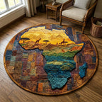 Golden Savannah Round Mat Rug - washable non-slip printed rug