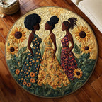 Golden Sisterhood Round Mat Rug - washable non-slip printed rug
