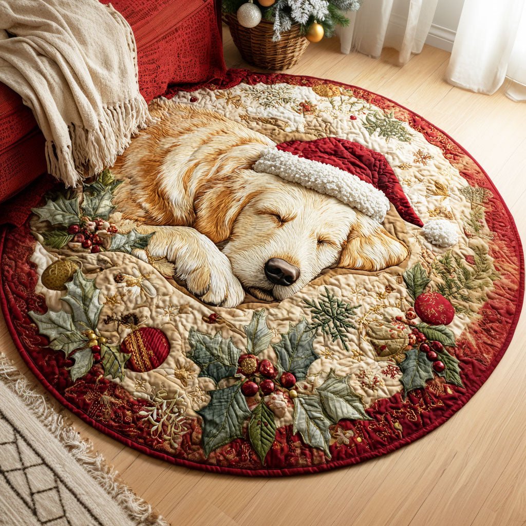 Golden Snow Round Mat Rug - washable non-slip printed rug
