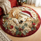Golden Snow Round Mat Rug - washable non-slip printed rug