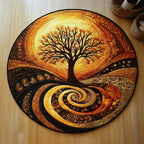 Golden Spiral Grove Round Mat Rug - washable non-slip printed rug