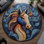 Golden Stallion Round Mat Rug - washable non-slip printed rug