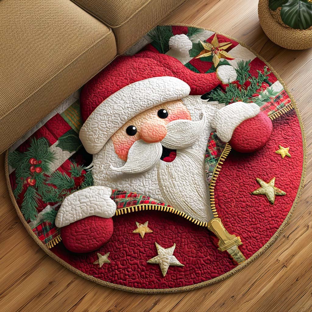 Golden Star Round Mat Rug - washable non-slip printed rug