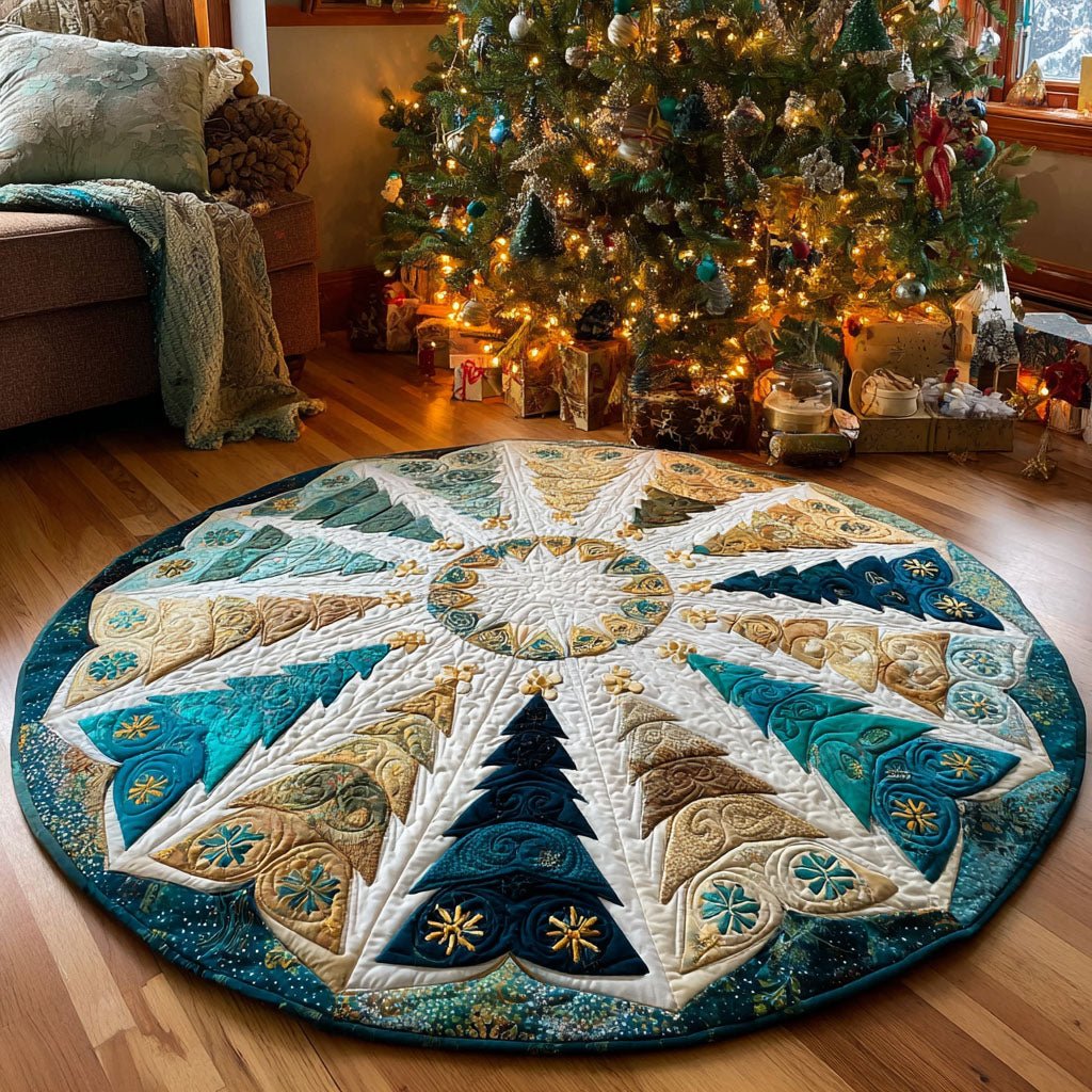 Golden Star Round Mat Rug - Nature Design | Serene Home Decor