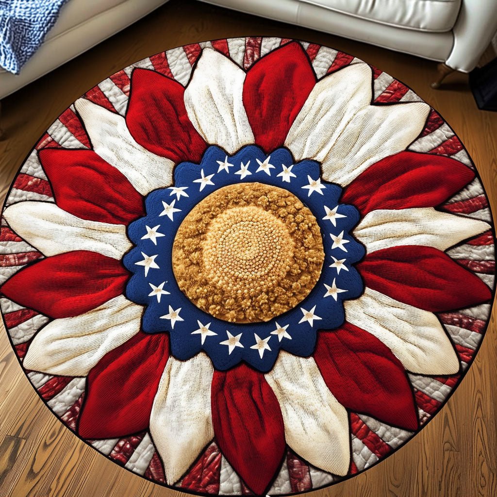Golden Starburst Round Mat Rug - Nature Design | Serene Home Decor