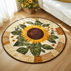 Golden Sunflower Round Mat Rug - Nature Design | Serene Home Decor