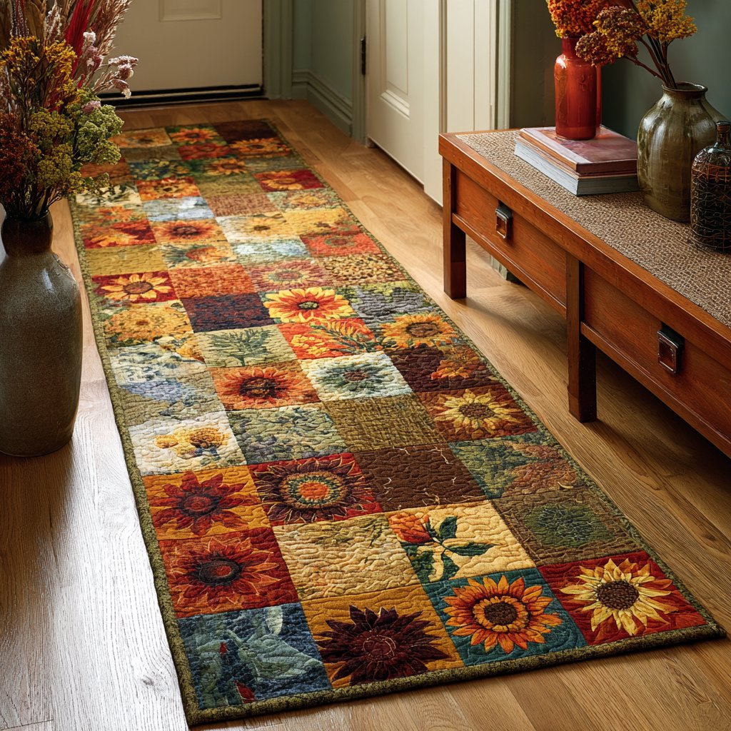 Golden Sunflower Runner Carpet Runner Rug - Cute Pet Design | Animal Printed Runner Rug