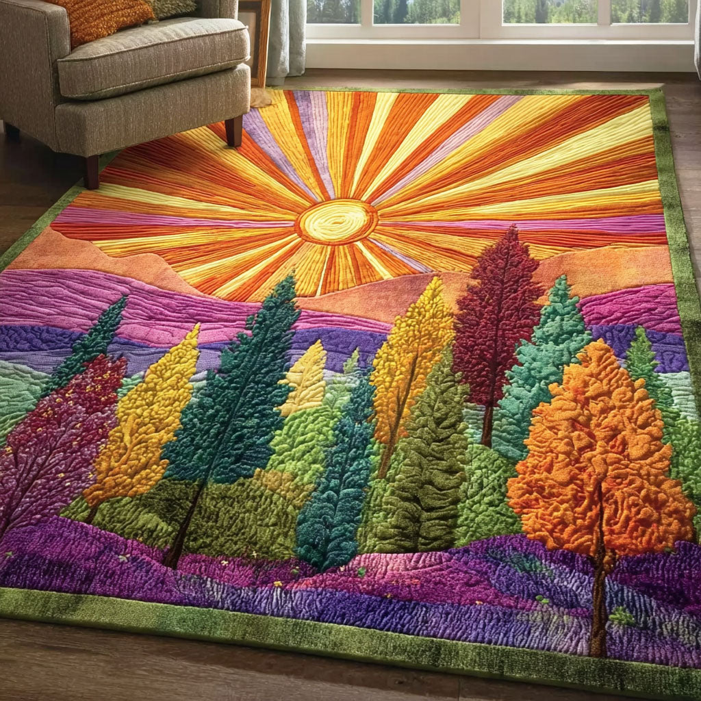 Golden Sunray area rug in a living room