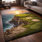Golden Tee area rug in a living room