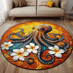 Golden Tide Round Mat Rug - washable non-slip printed rug