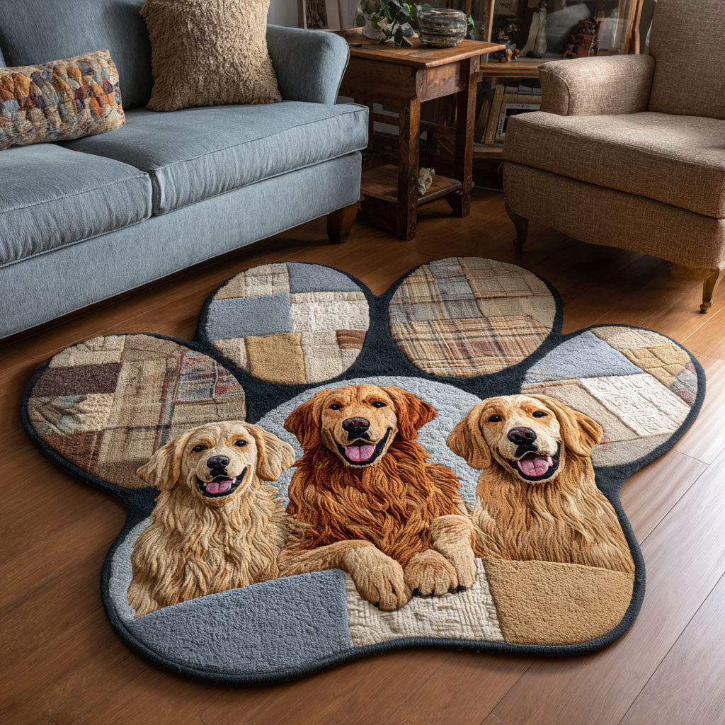 Golden Trio Custom Shape Area Rug - Nature Design | Die-Cut Non-Slip Rug - washable non-slip printed rug