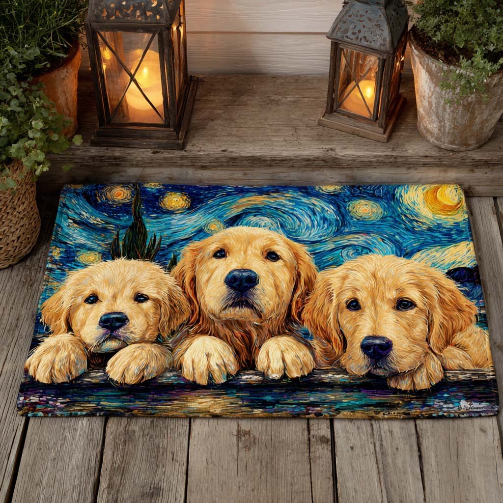 Golden Trio Night Doormat - Nature Design | Printed Welcome Doormat