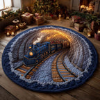 Golden Tunnel Express Round Mat Rug - washable non-slip printed rug