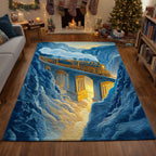 Golden Twilight Express area rug in a living room