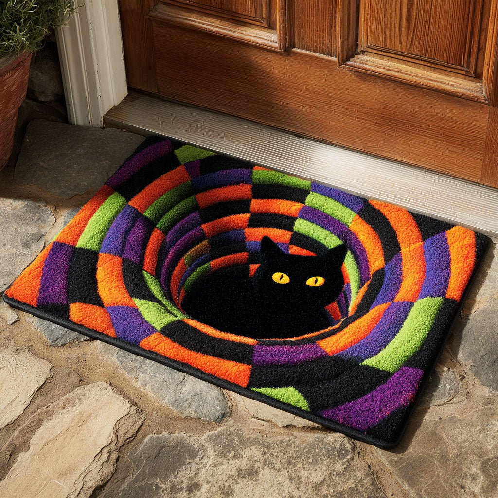Golden Vortex Cat Doormat - Cute Animal Design | Printed Welcome Doormat
