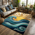 Golden Wave area rug in a living room