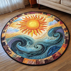 Golden Wave Round Mat Rug - washable non-slip printed rug