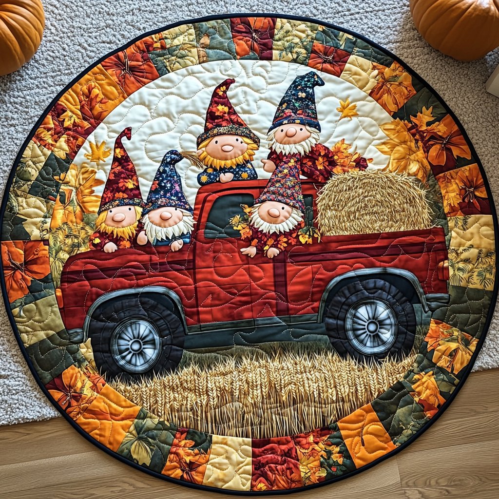 Golden Whispers Round Mat Rug - washable non-slip printed rug