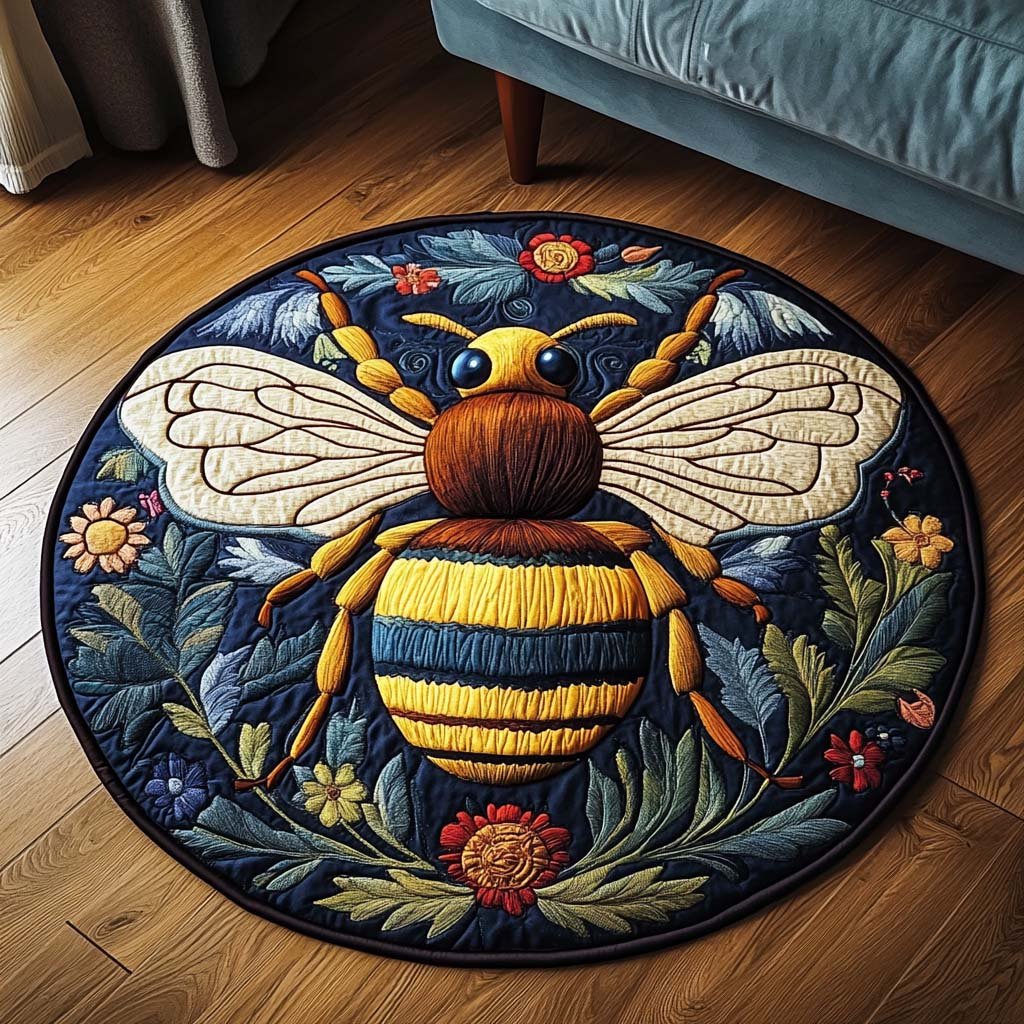Golden Wing Whimsy Round Mat Rug - washable non-slip printed rug