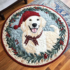 Golden Winter Wish Round Mat Rug - washable non-slip printed rug