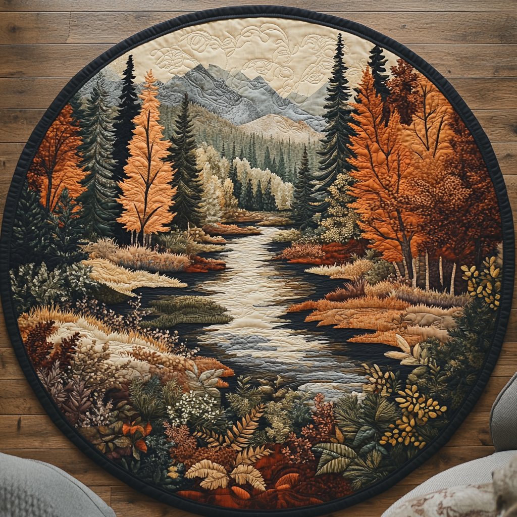 Golden Wood Round Mat Rug - washable non-slip printed rug