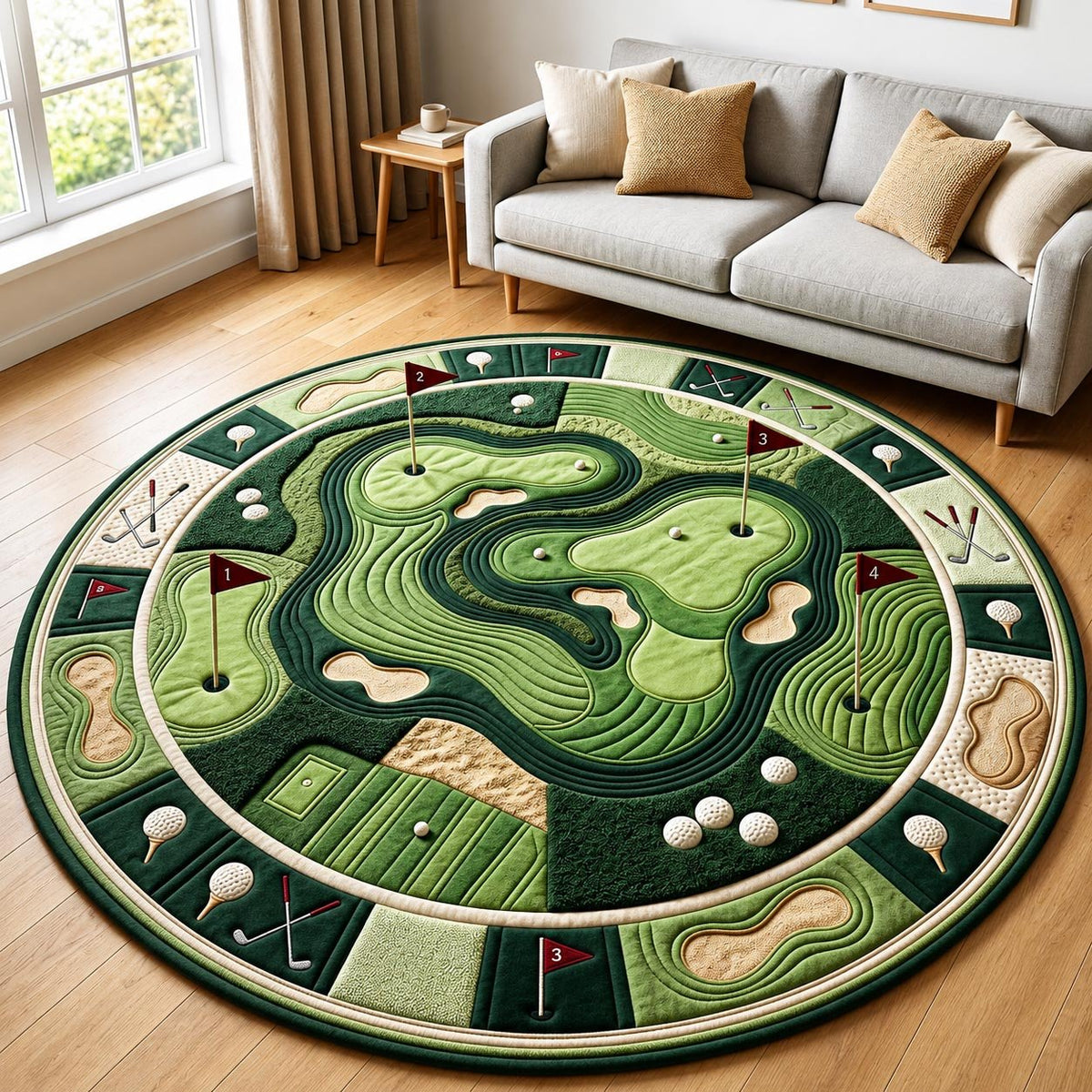 Golf Course Round Mat Rug - Nature Design | Serene Home Decor