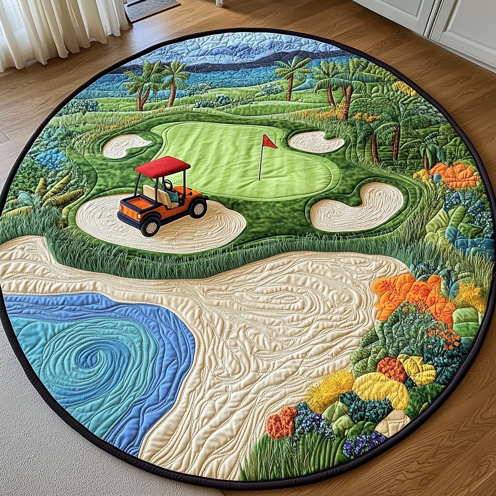 Golf Course Round Mat Rug - Nature Design | Serene Home Decor