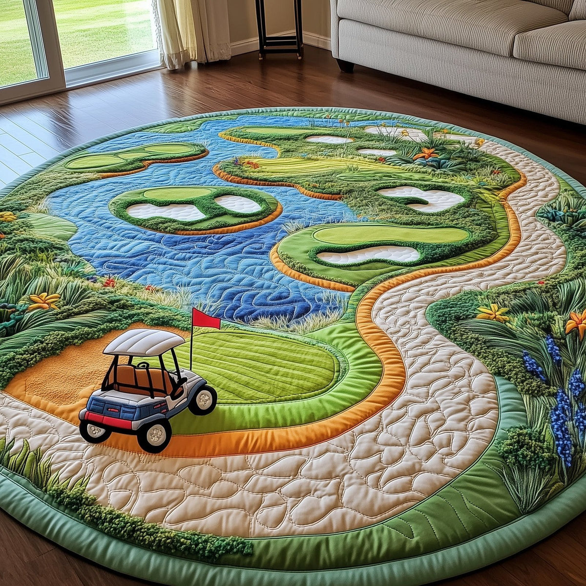 Golf Course Round Mat Rug - Nature Design | Serene Home Decor