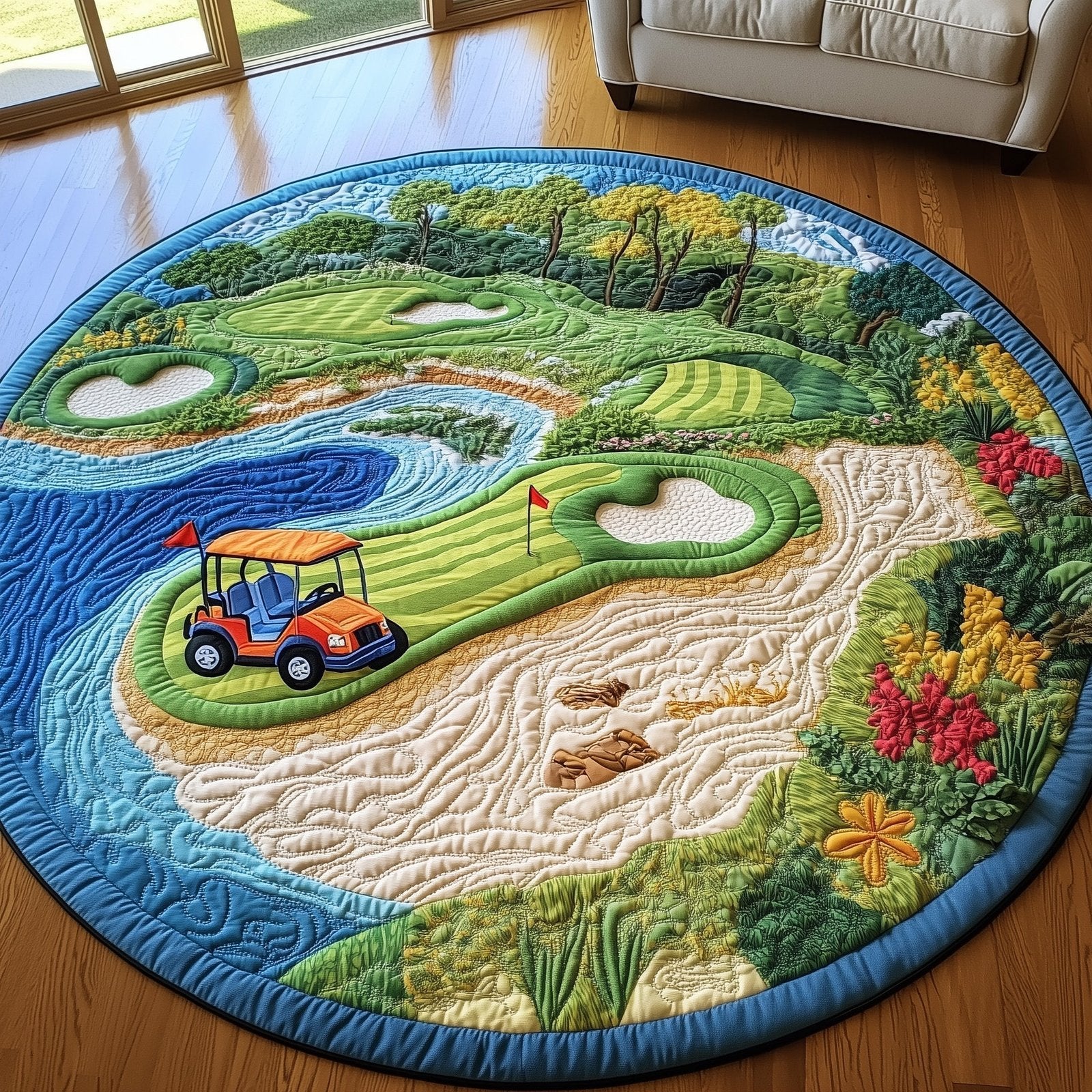 Golf Course Round Mat Rug - Nature Design | Serene Home Decor