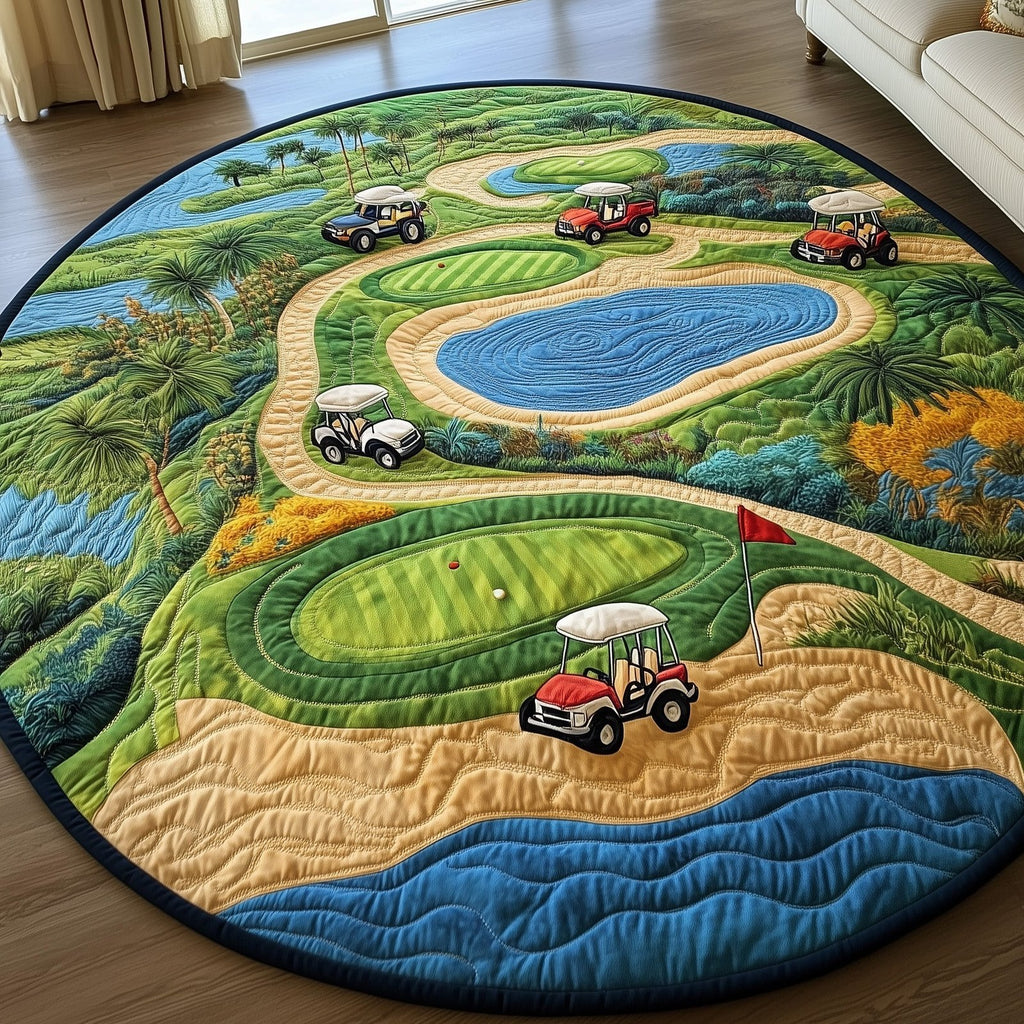 Golf Course Round Mat Rug - Nature Design | Serene Home Decor