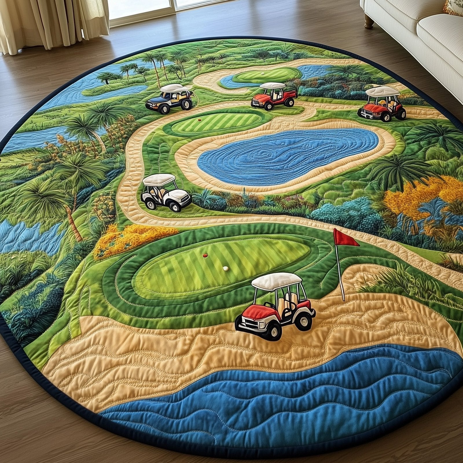 Golf Course Round Mat Rug - Nature Design | Serene Home Decor
