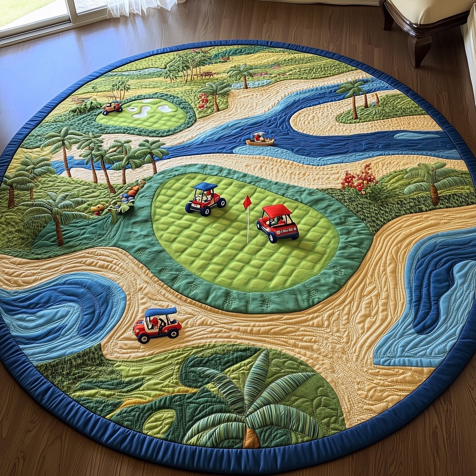 Golf Course Round Mat Rug - Nature Design | Serene Home Decor