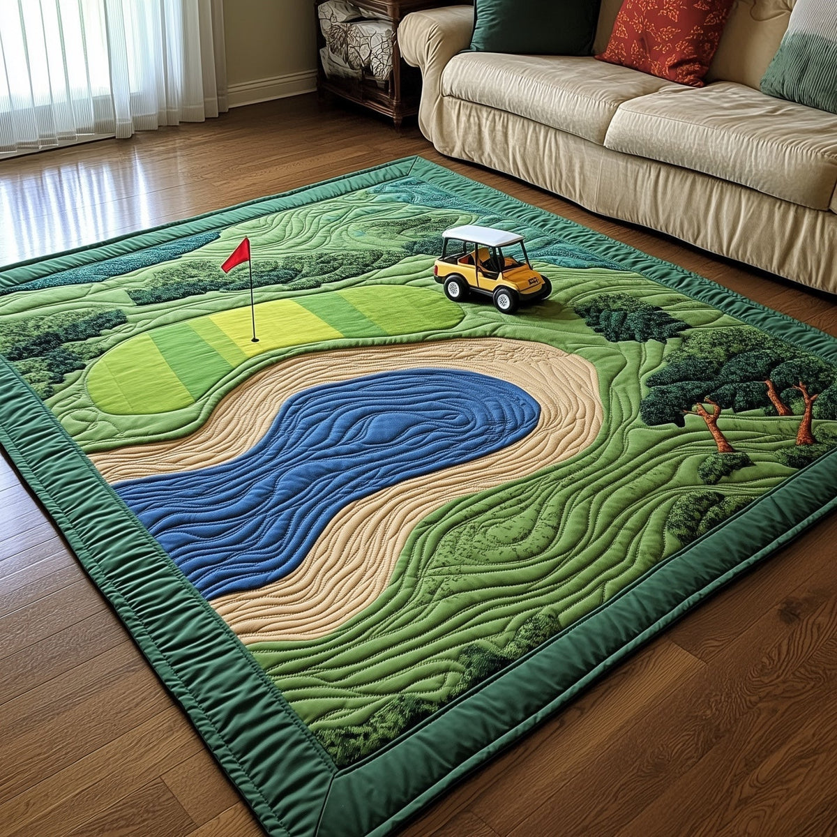 Golf Delights area rug in a living room