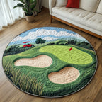 Golf Greens Round Mat Rug - washable non-slip printed rug