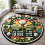 Golf One Under Round Mat Rug - washable non-slip printed rug