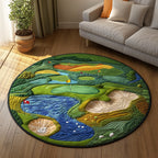 Golf Paradise Round Mat Rug - washable non-slip printed rug