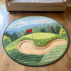 Golf Retreat Round Mat Rug - washable non-slip printed rug