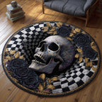 Gothic Calavera Round Mat Rug - washable non-slip printed rug