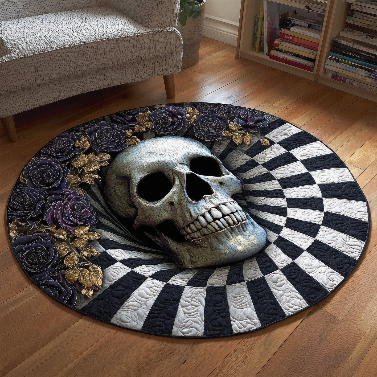 Gothic Calavera Round Mat Rug - Nature Design | Serene Home Decor