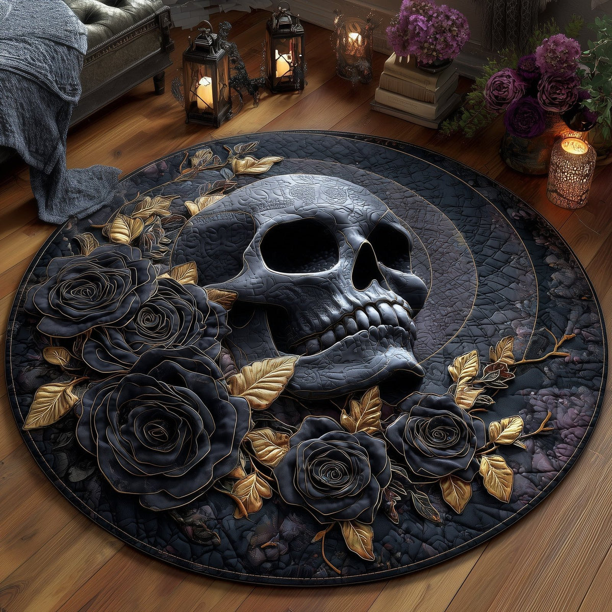 Gothic Calavera Round Mat Rug - Nature Design | Serene Home Decor