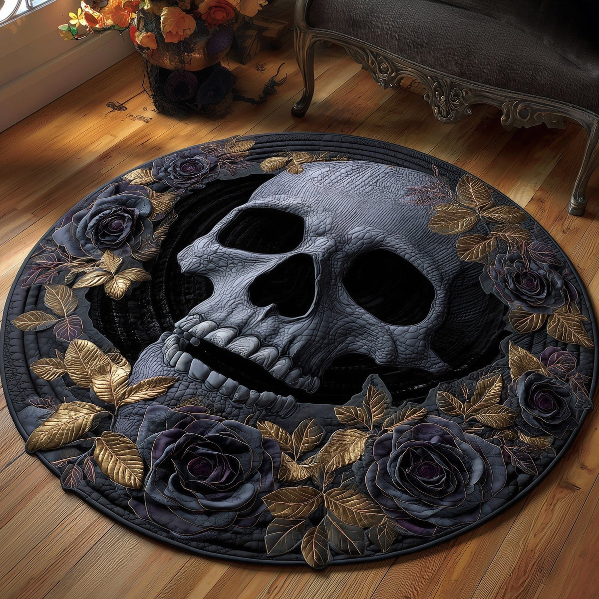 Gothic Calavera Round Mat Rug - Nature Design | Serene Home Decor