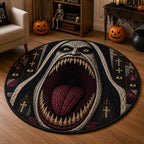 Gothic Maw Round Mat Rug - washable non-slip printed rug