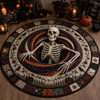 Gothic Skeleton Abyss Halloween Round Mat Rug - washable non-slip printed rug