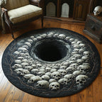 Gothic Skull Round Mat Rug - washable non-slip printed rug