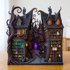 Gothic Witch Village wooden block, laser-cut 3-layer wood