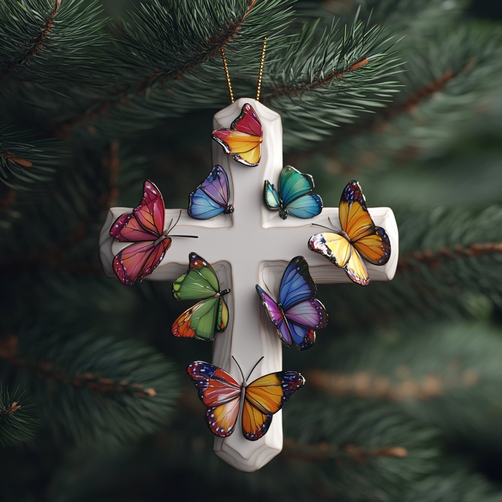 Grace and Cross Christmas Ornament