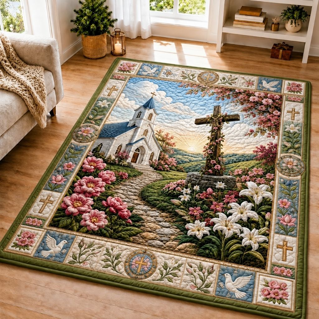 Grace Leads Home area rug in a living room