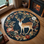 Graceful Deer Round Mat Rug - Nature Design | Serene Home Decor