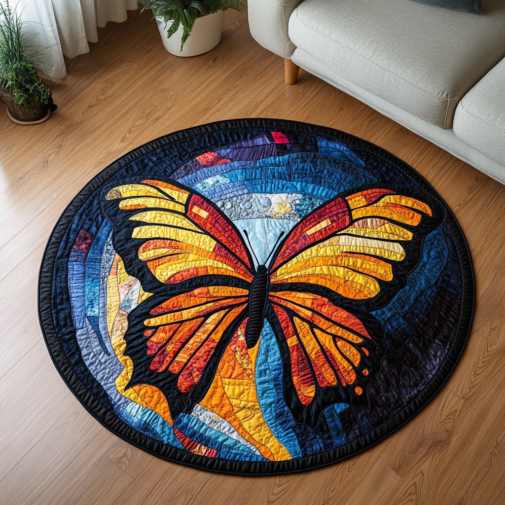 Graceful Flight Round Mat Rug - washable non-slip printed rug