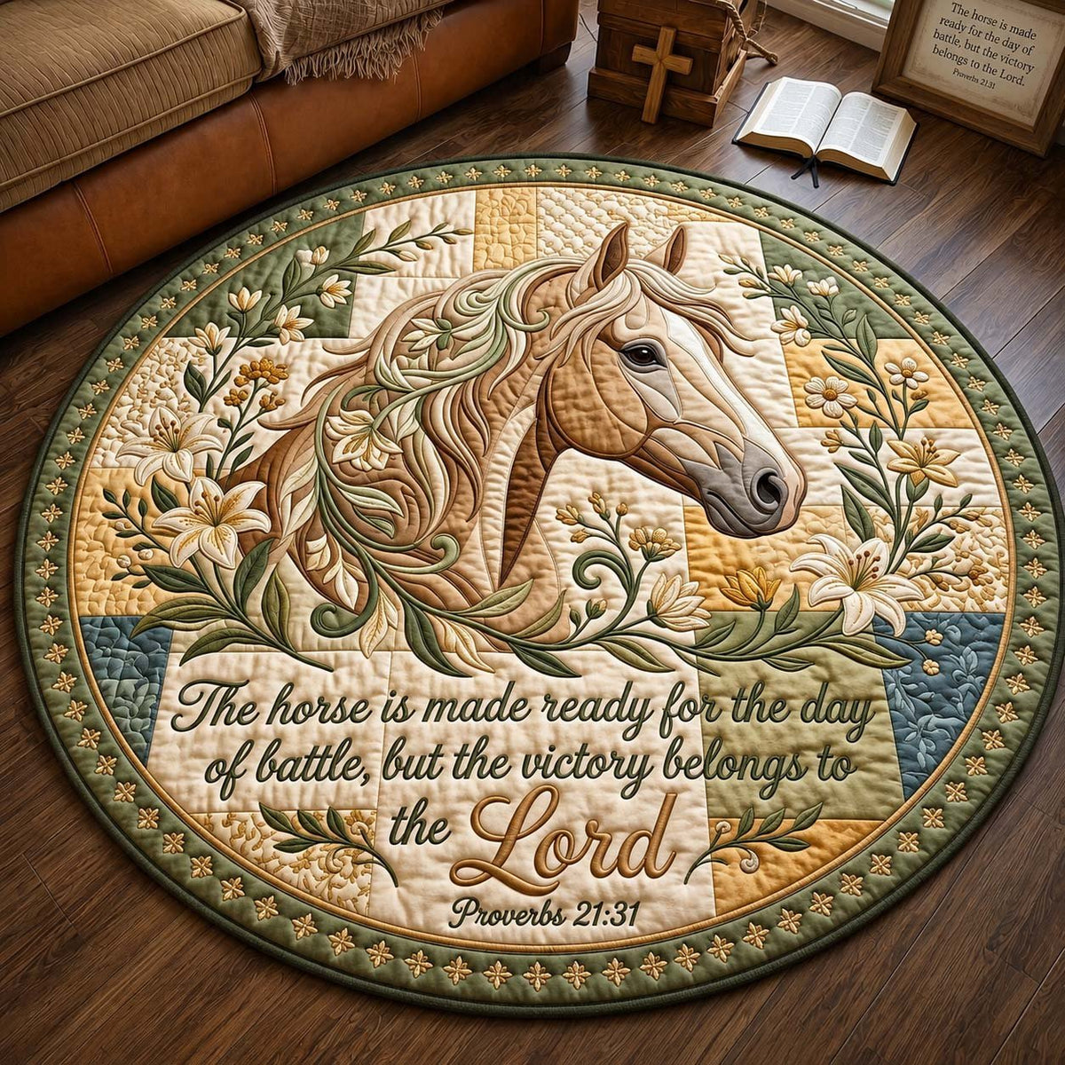 Graceful Victory Round Mat Rug - washable non-slip printed rug